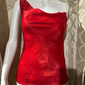 Zara red blouse with pearl strap